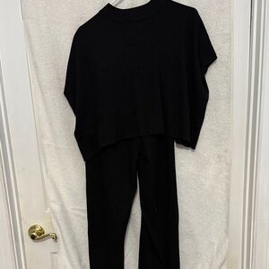 Medium black ribbed matching set